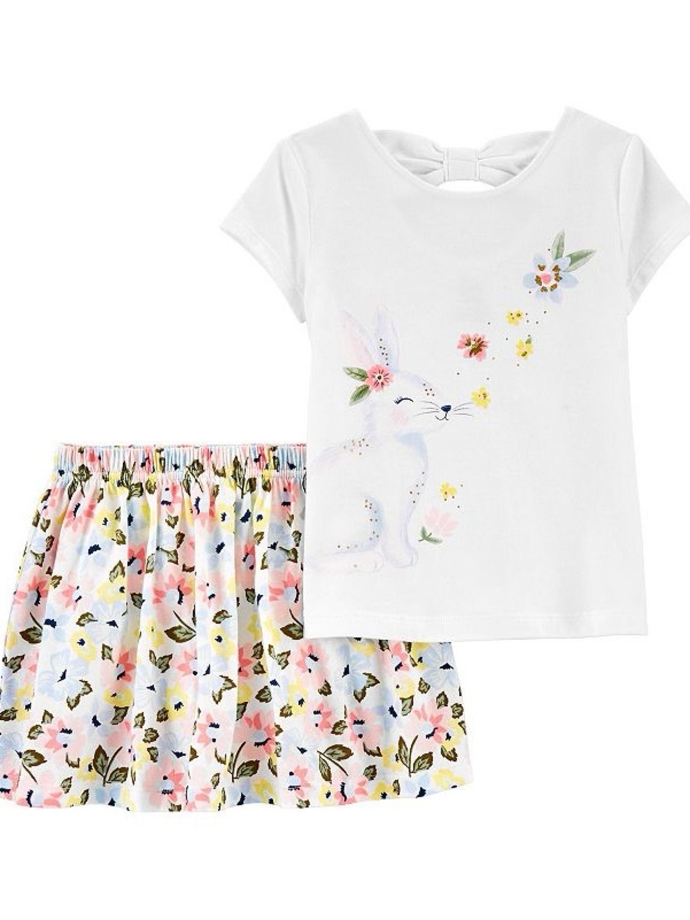 Carter’s Baby Girls White Bunny & Floral Skirt Set